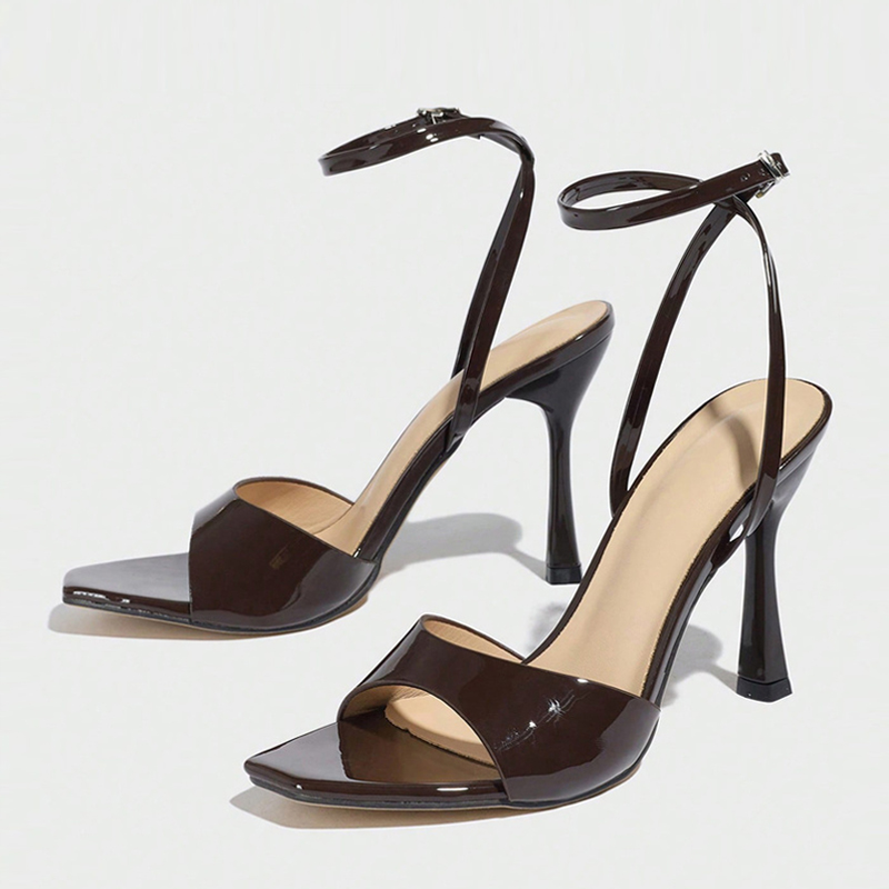 Ankle Strap Heels - Liyke New Fashion Square Open Toe