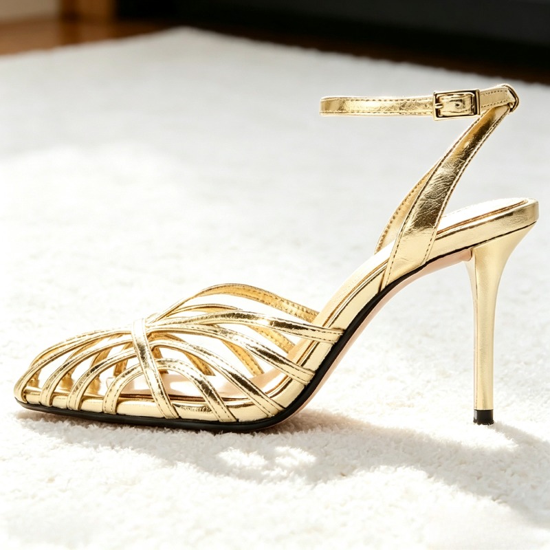 Sexy Gold Hollow Narrow Band H - огляд і ціна Ankle Strap Heels