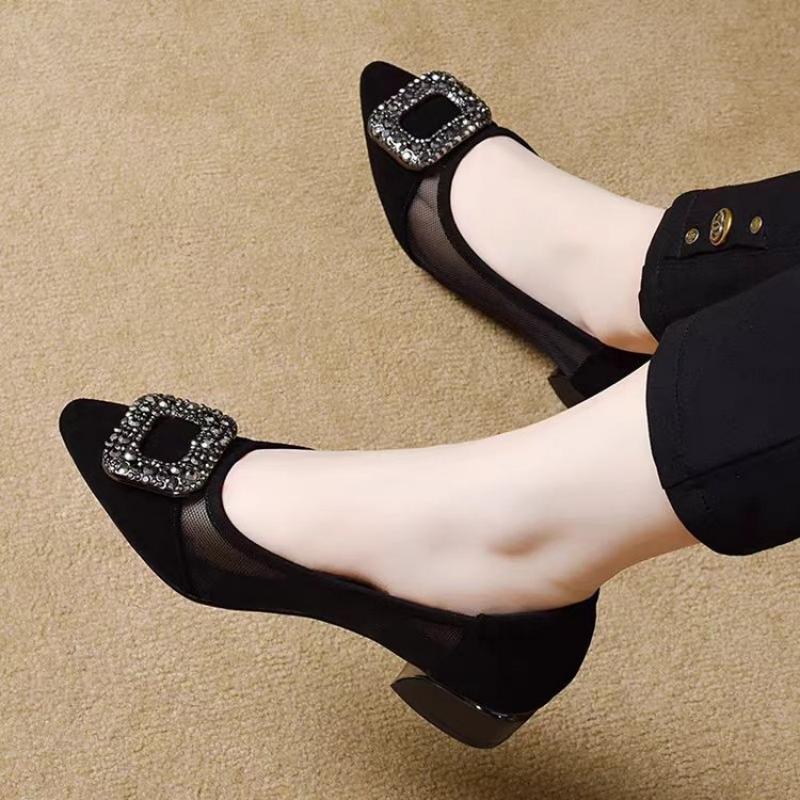 Elegant Pointed Toe Mesh Block - огляд і ціна Women Shoes Heels